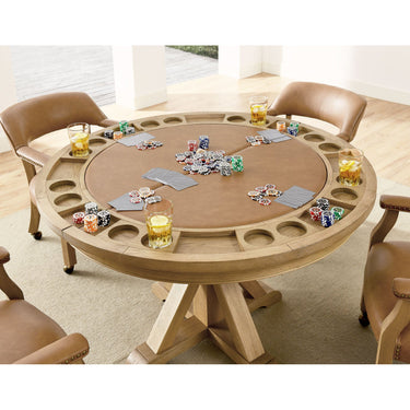 Poker Dining Table Rider, Round, 6-person, 48'', Brown